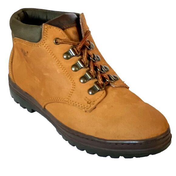 Timberland Boots Vtg Y2K Nubuck Hiking Mid Lace Lug Wheat 9 41 Women Gorp Preppy - Picture 1 of 16